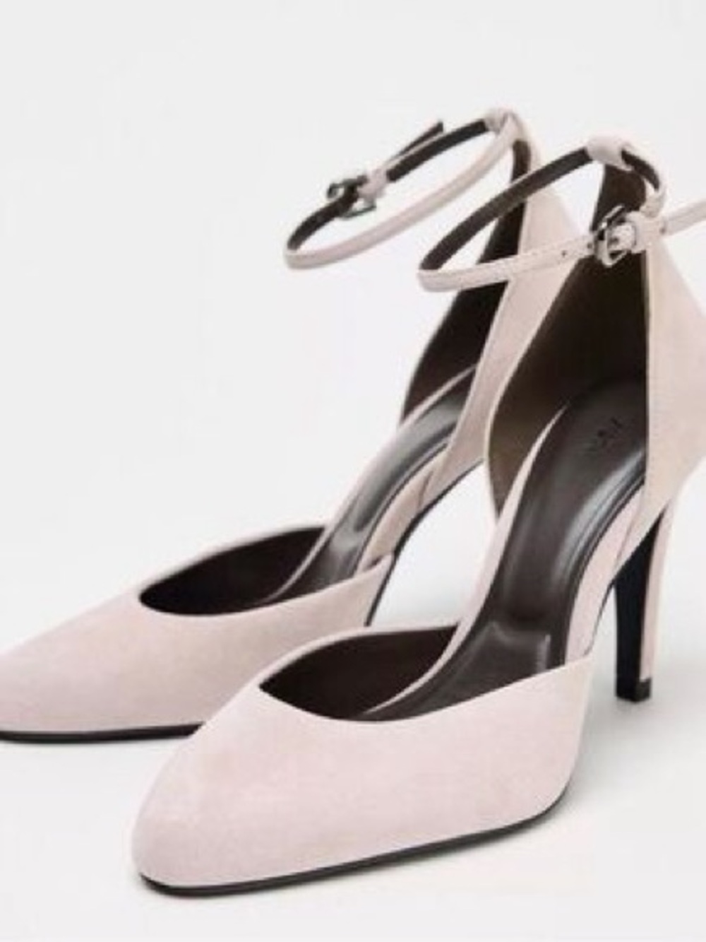 Zara Suede Ankle Strap Heels Size 39 light pink/lavender. Worn 1x.